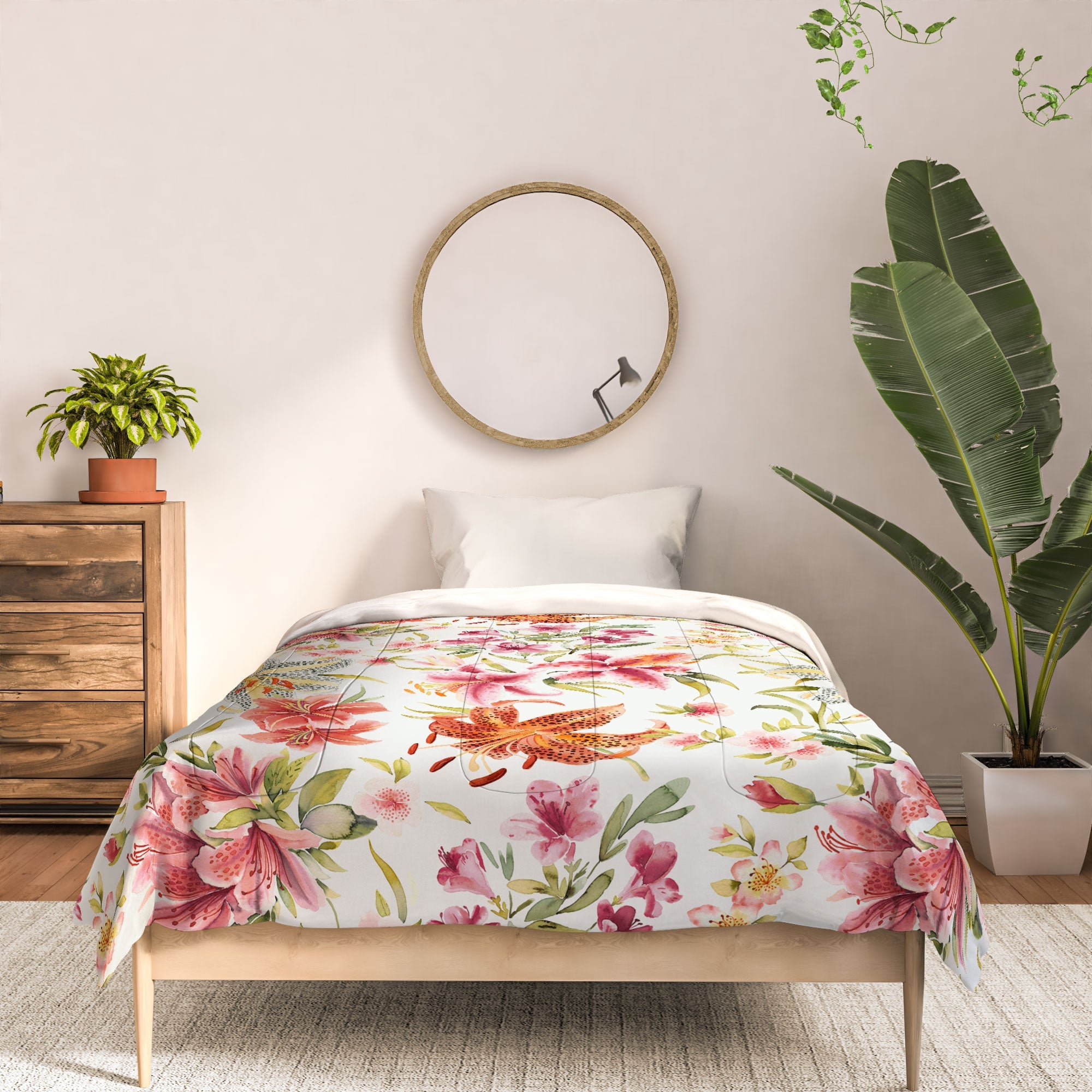 Ninola Design Botanic Retreat Lily Lush Floral Orange Green Comforter
