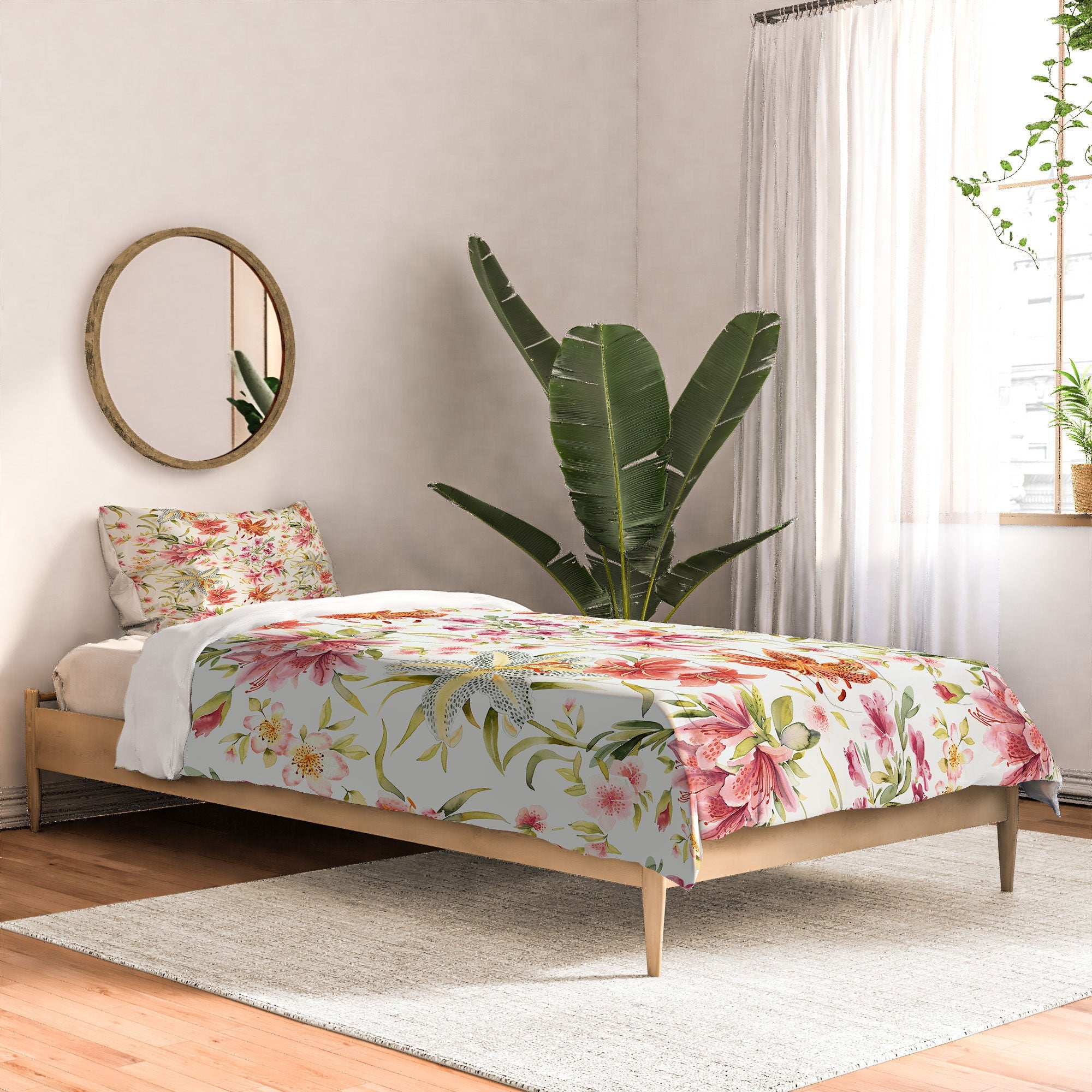 Ninola Design Botanic Retreat Lily Lush Floral Orange Green Comforter