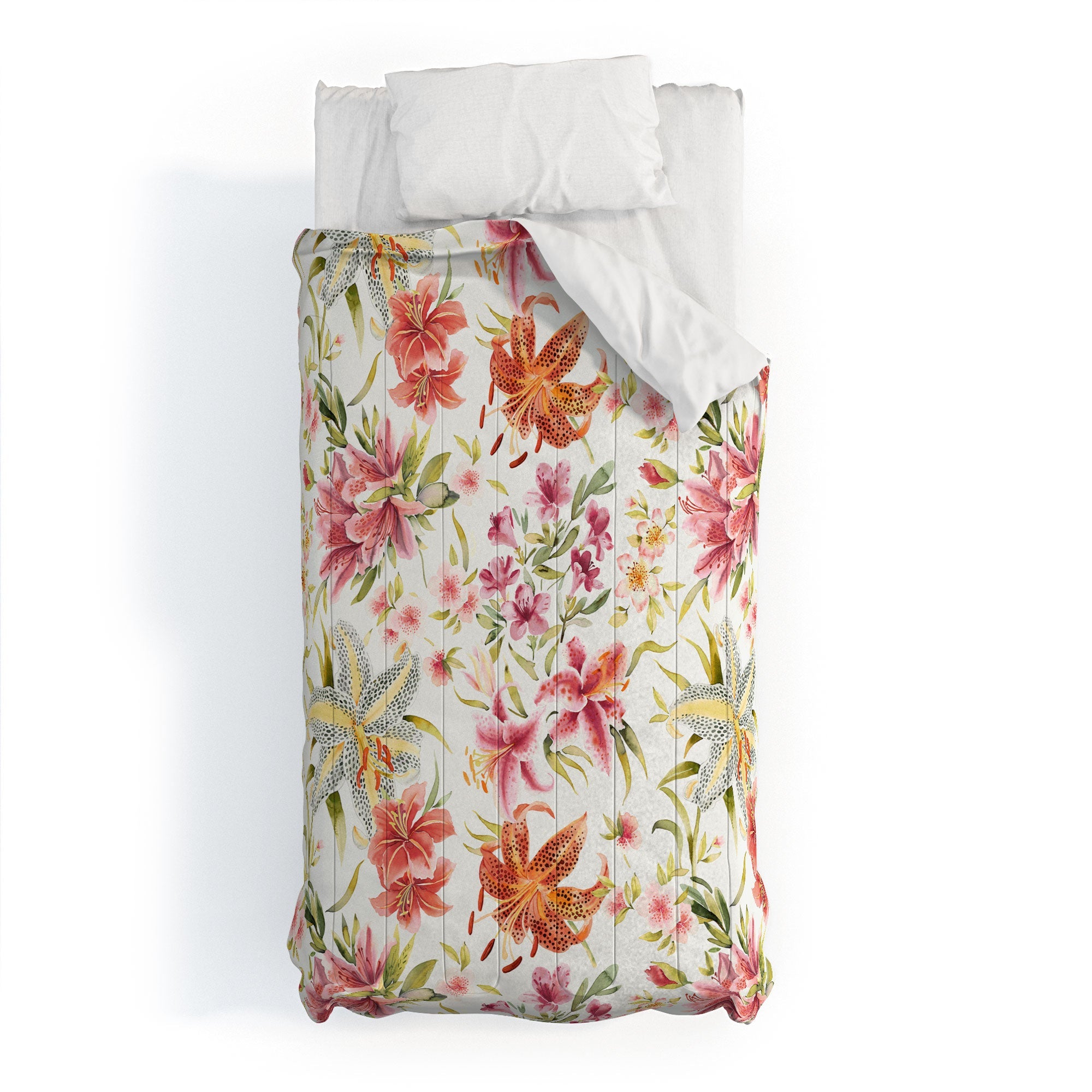 Ninola Design Botanic Retreat Lily Lush Floral Orange Green Comforter
