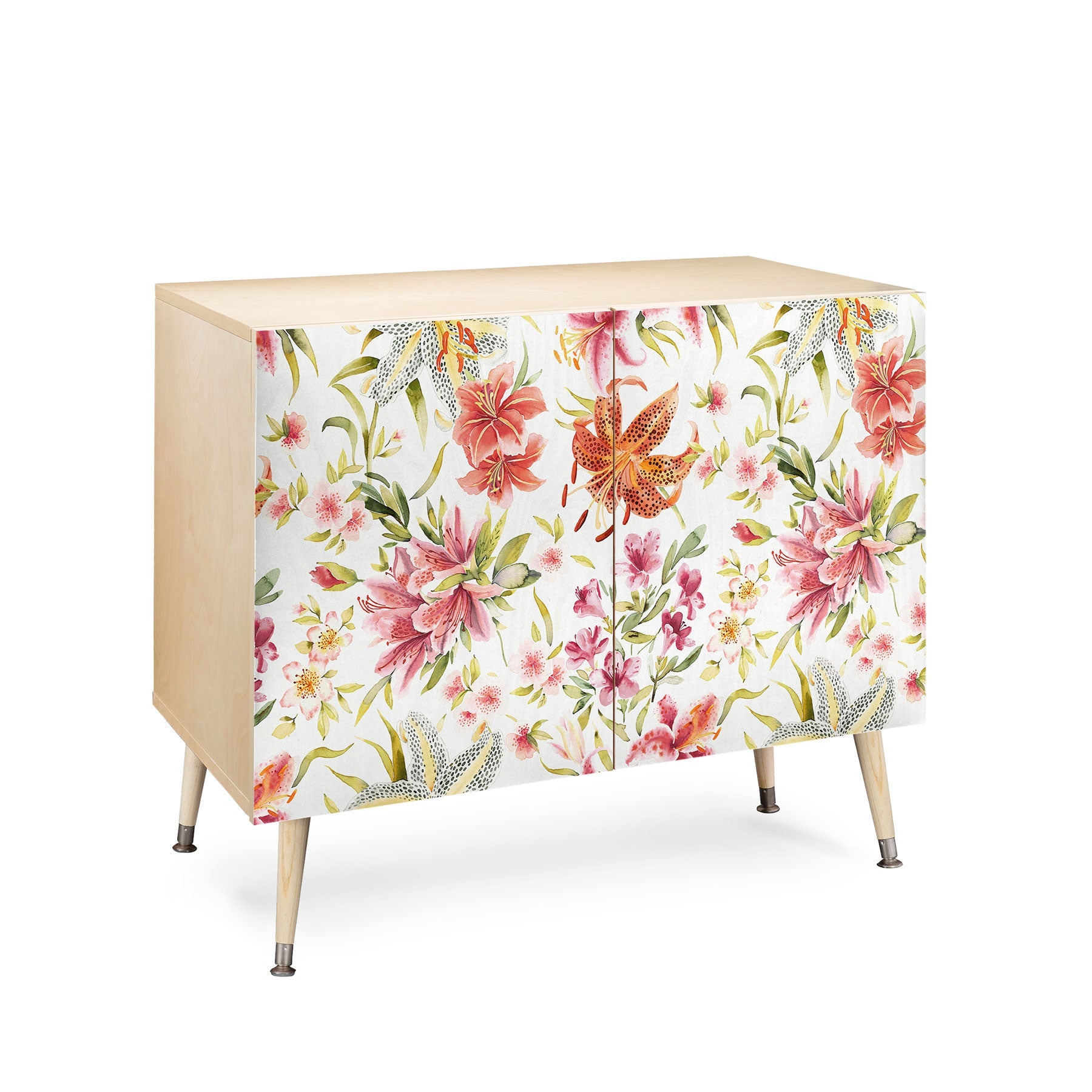 Ninola Design Botanic Retreat Lily Lush Floral Orange Green Credenza
