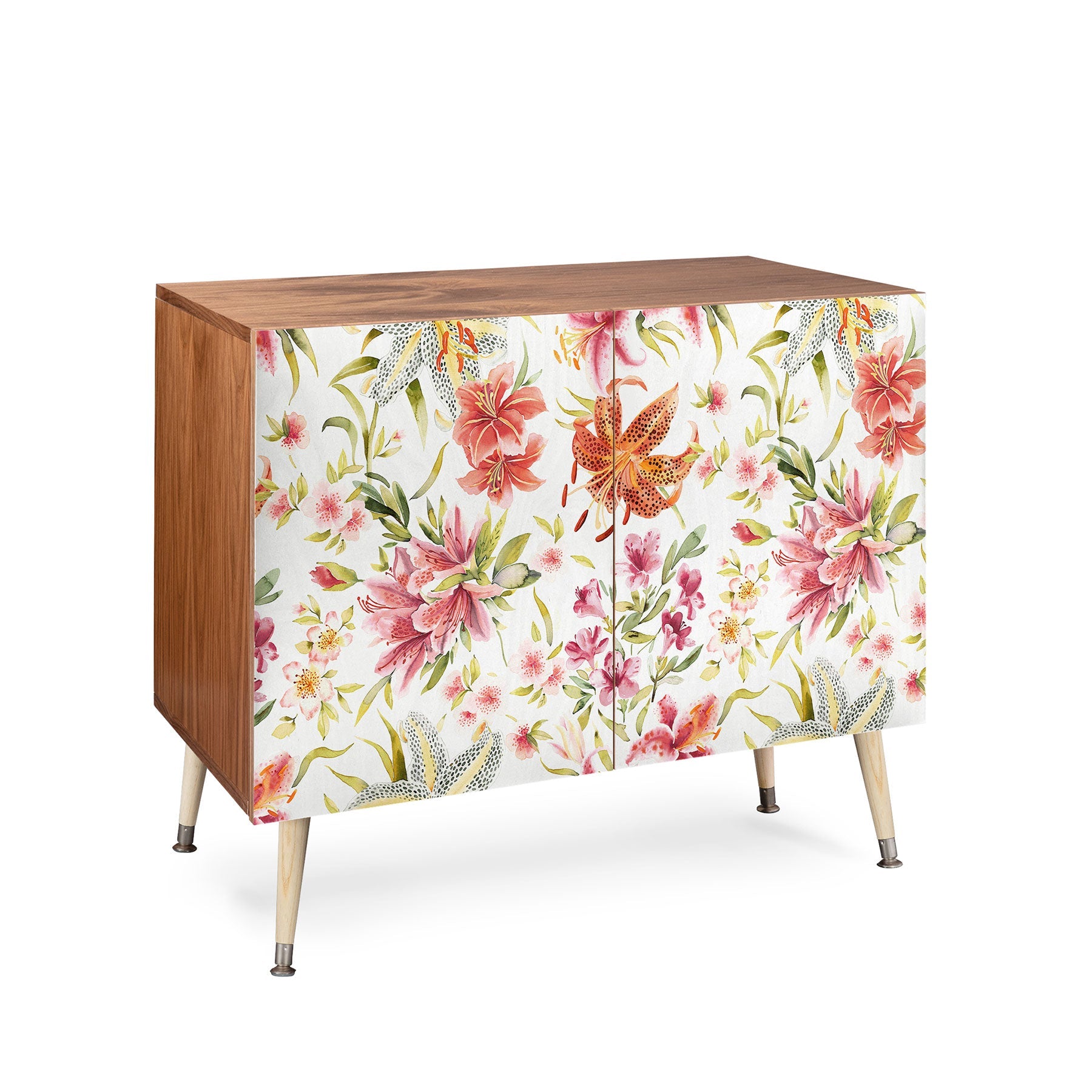 Ninola Design Botanic Retreat Lily Lush Floral Orange Green Credenza