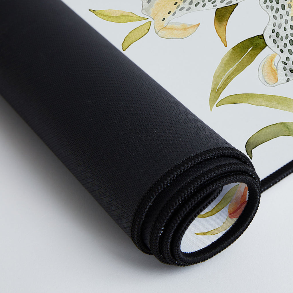 Ninola Design Botanic Retreat Lily Lush Floral Orange Green Desk Mat