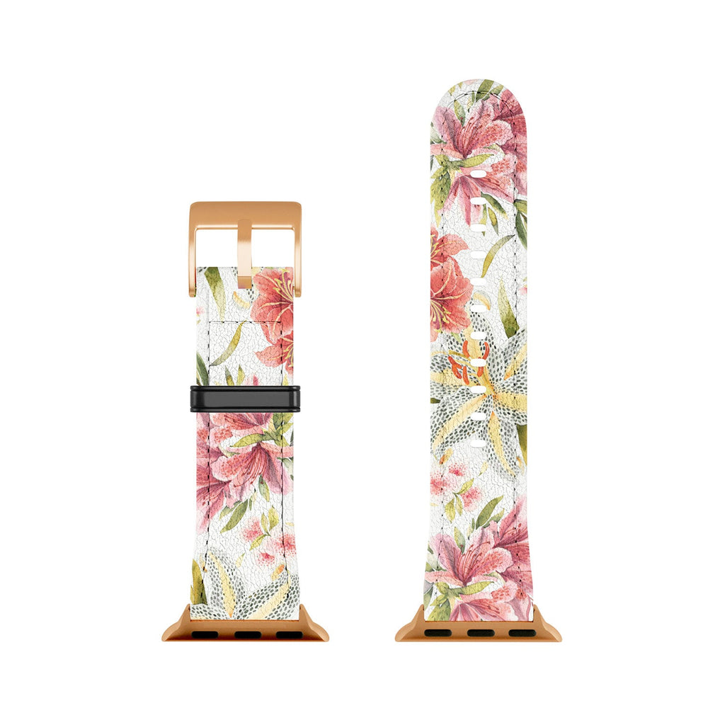 Ninola Design Botanic Retreat Lily Lush Floral Orange Green Apple Watch Band