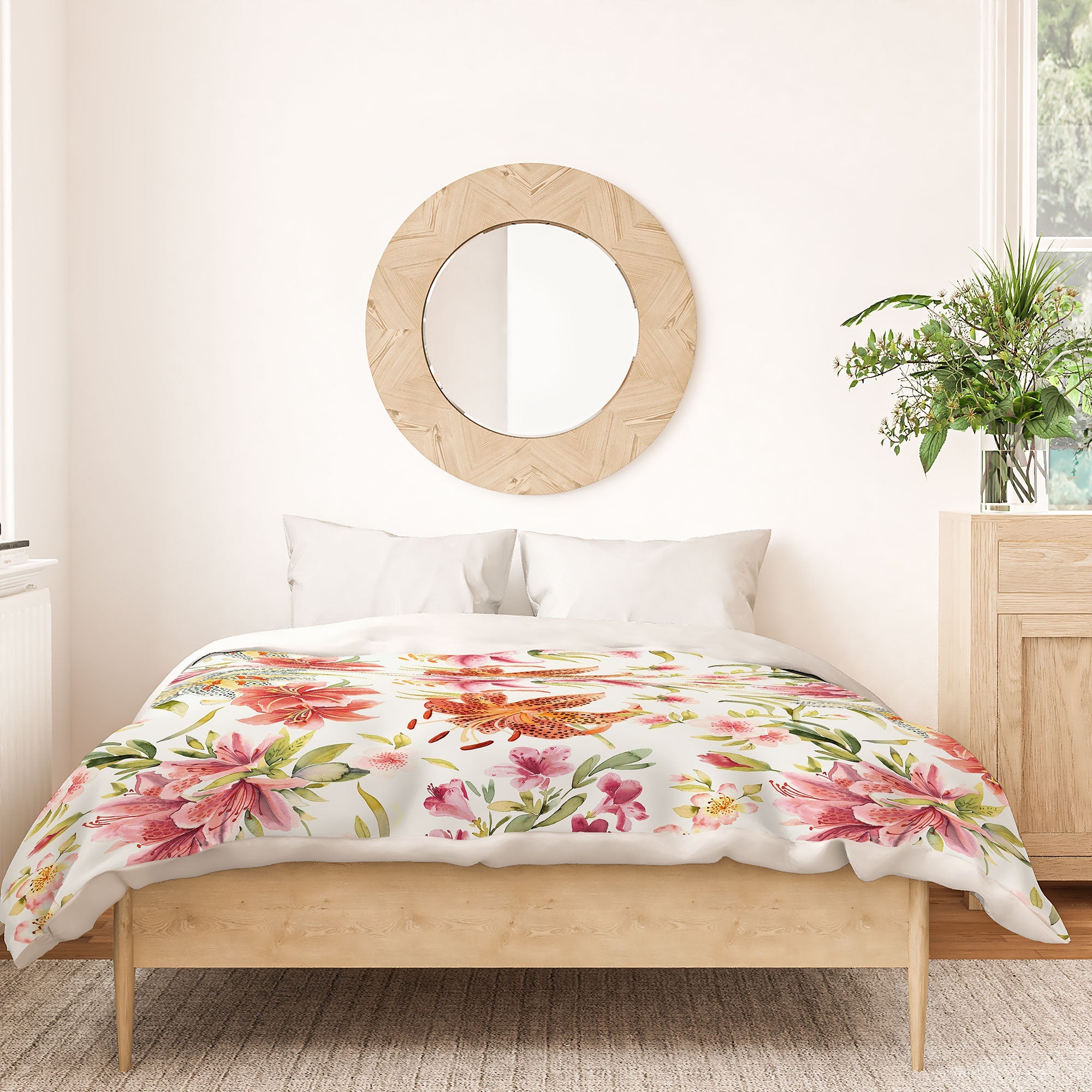Ninola Design Botanic Retreat Lily Lush Floral Orange Green Duvet Cover