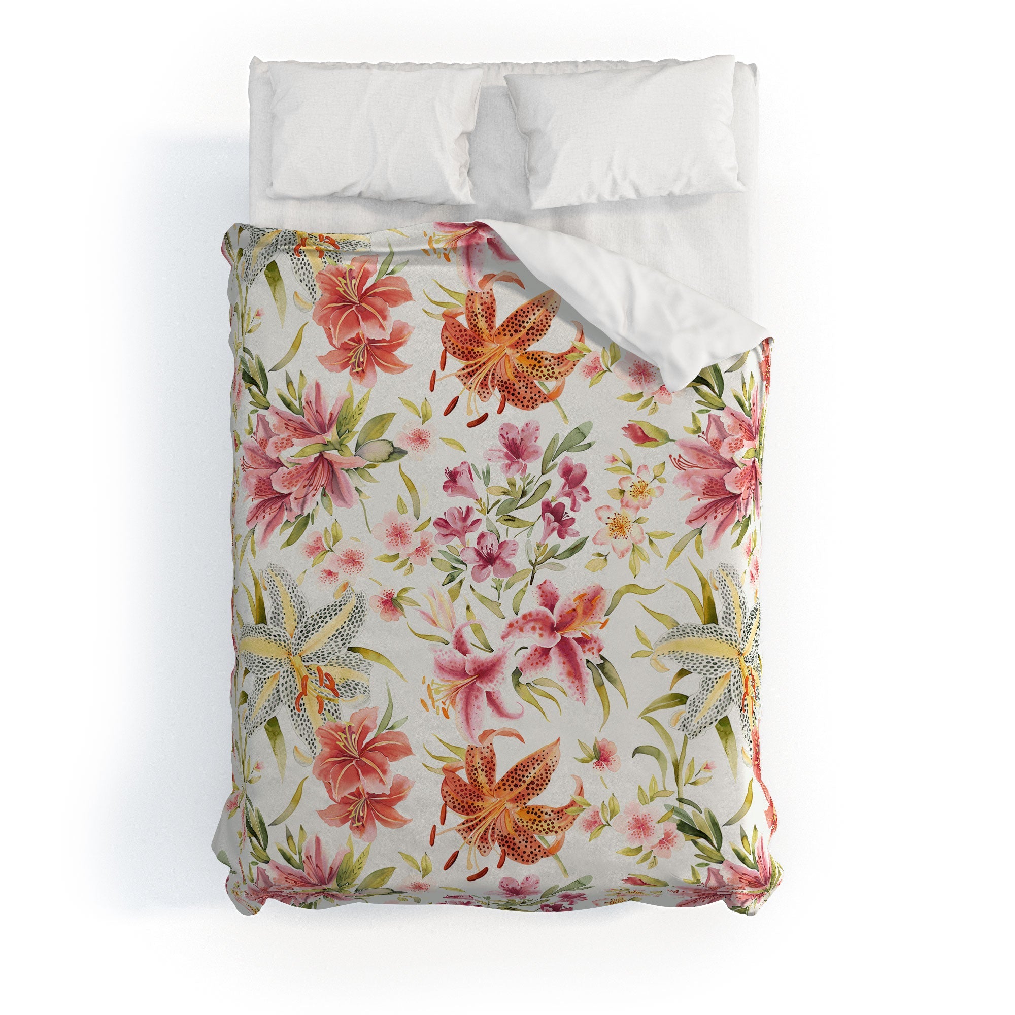 Ninola Design Botanic Retreat Lily Lush Floral Orange Green Duvet Cover