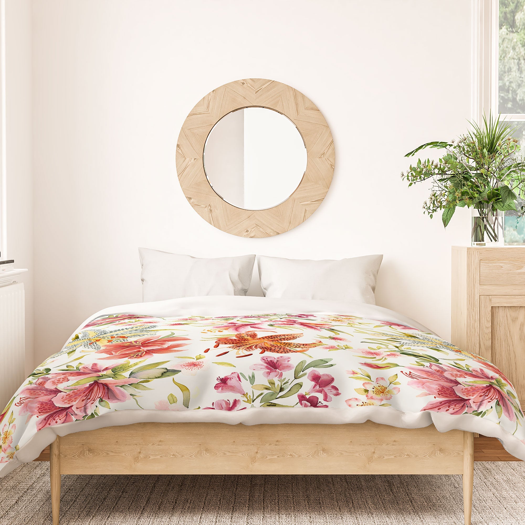 Ninola Design Botanic Retreat Lily Lush Floral Orange Green Duvet Cover
