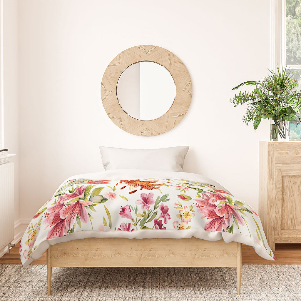 Ninola Design Botanic Retreat Lily Lush Floral Orange Green Duvet Cover