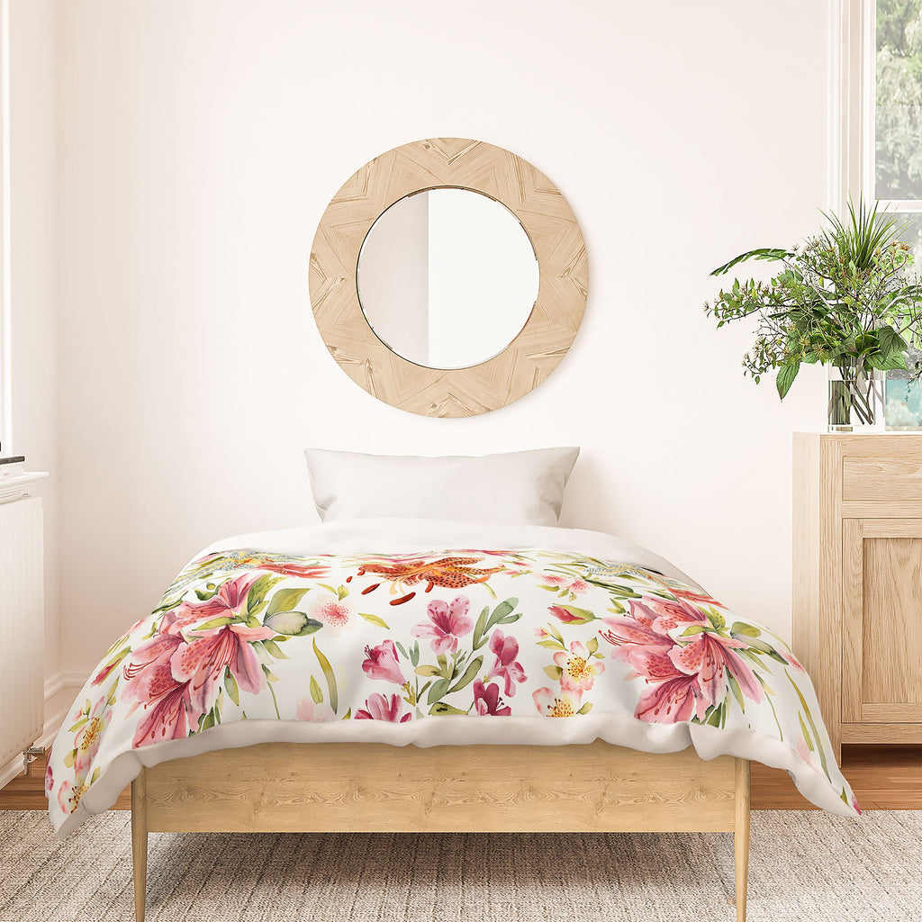 Ninola Design Botanic Retreat Lily Lush Floral Orange Green Duvet Cover
