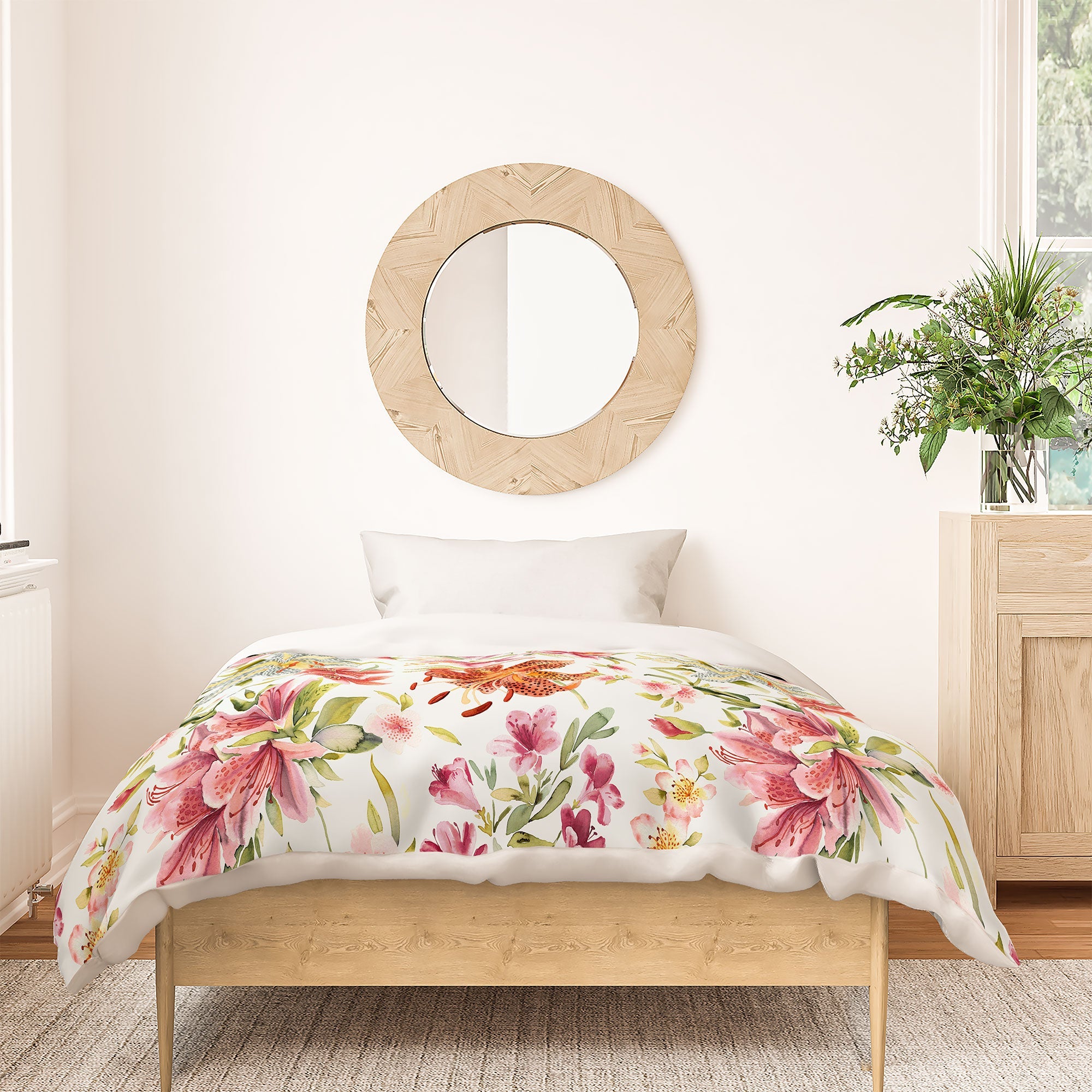 Ninola Design Botanic Retreat Lily Lush Floral Orange Green Duvet Cover