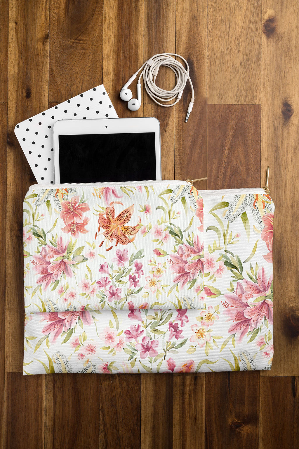 Ninola Design Botanic Retreat Lily Lush Floral Orange Green Pouch