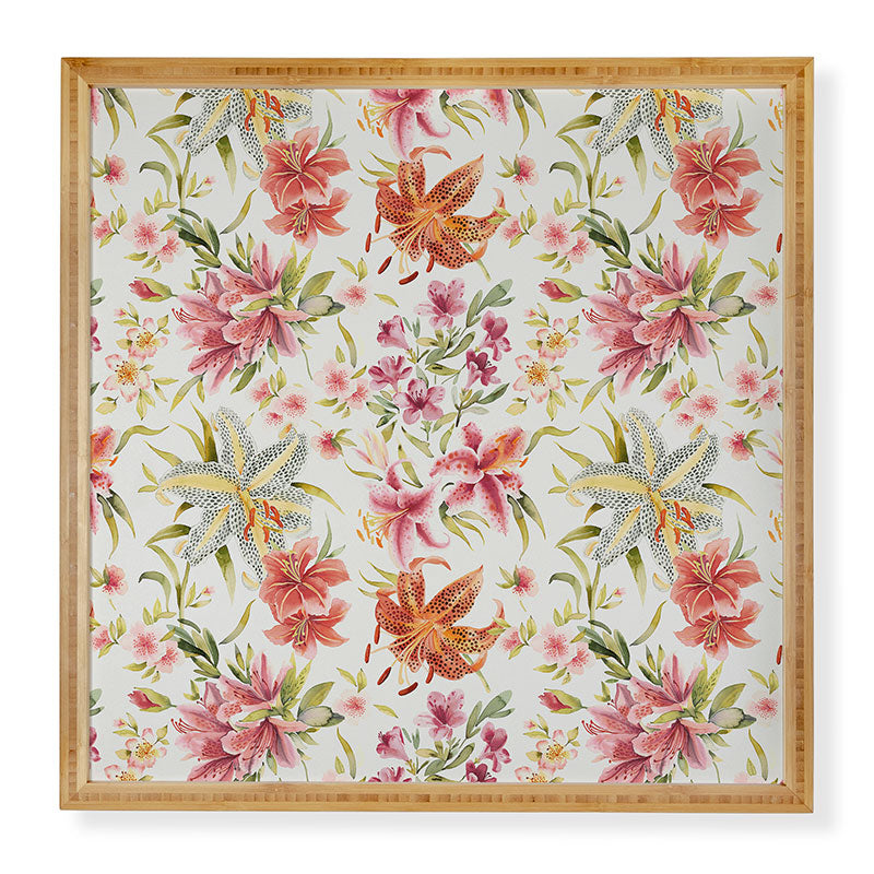 Ninola Design Botanic Retreat Lily Lush Floral Orange Green Framed Wall Art