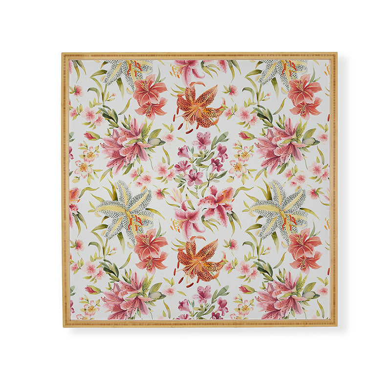 Ninola Design Botanic Retreat Lily Lush Floral Orange Green Framed Wall Art