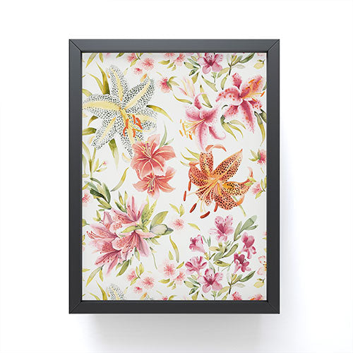 Ninola Design Botanic Retreat Lily Lush Floral Orange Green Framed Mini Art Print