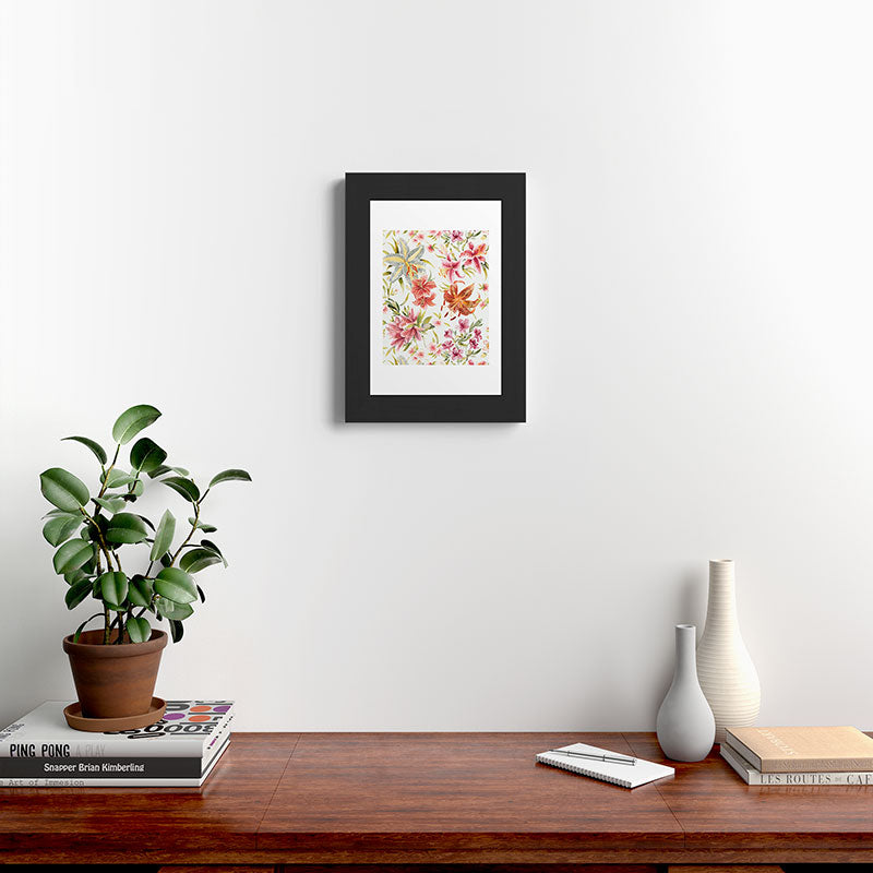 Ninola Design Botanic Retreat Lily Lush Floral Orange Green Framed Art Print