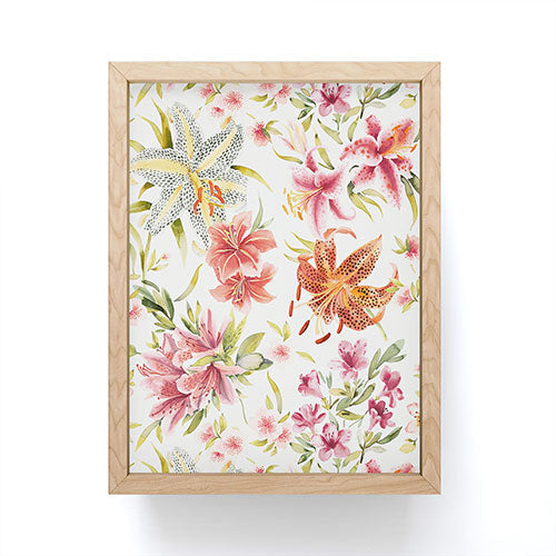 Ninola Design Botanic Retreat Lily Lush Floral Orange Green Framed Mini Art Print