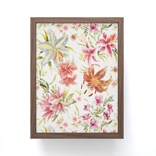 Ninola Design Botanic Retreat Lily Lush Floral Orange Green Framed Mini Art Print