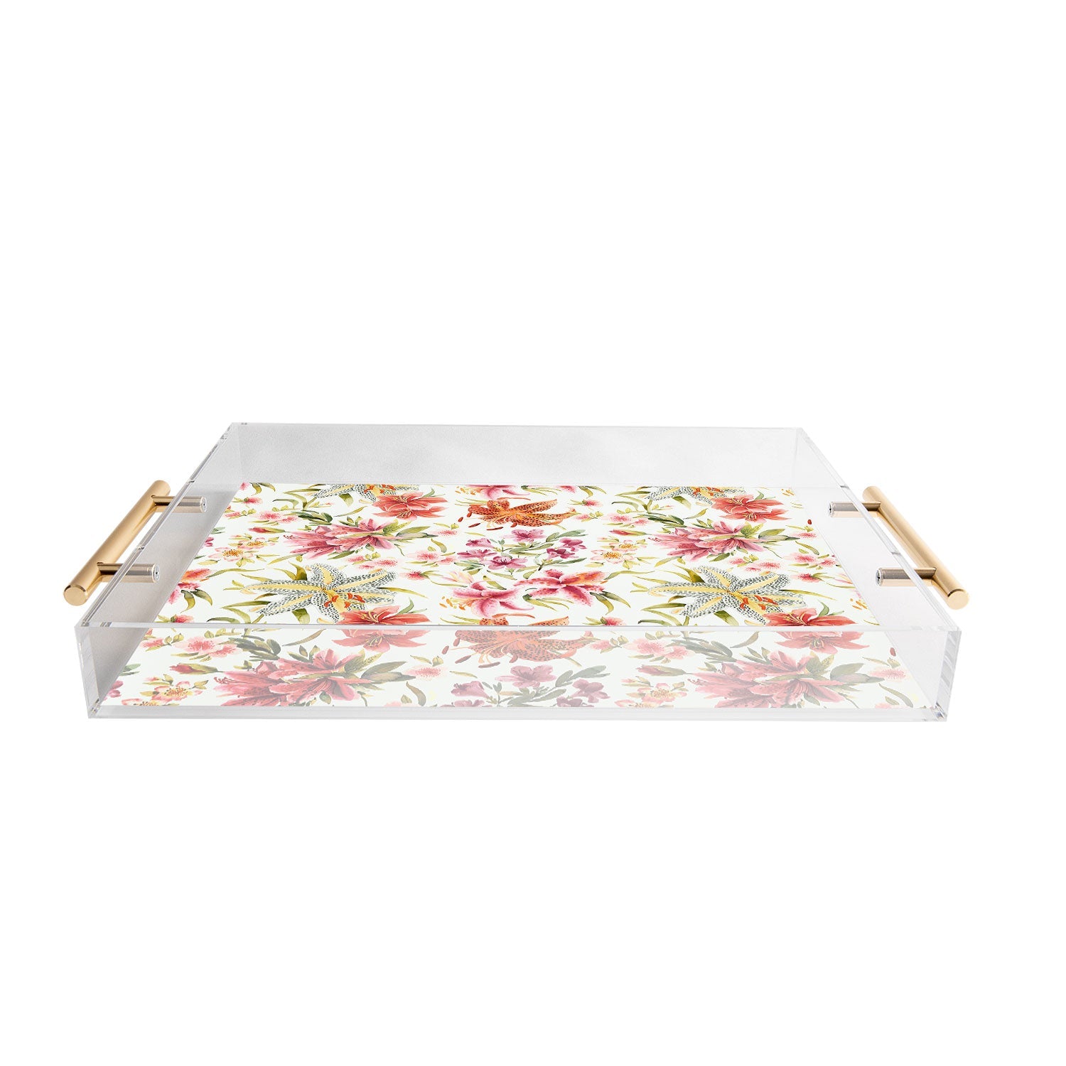 Ninola Design Botanic Retreat Lily Lush Floral Orange Green Acrylic Tray