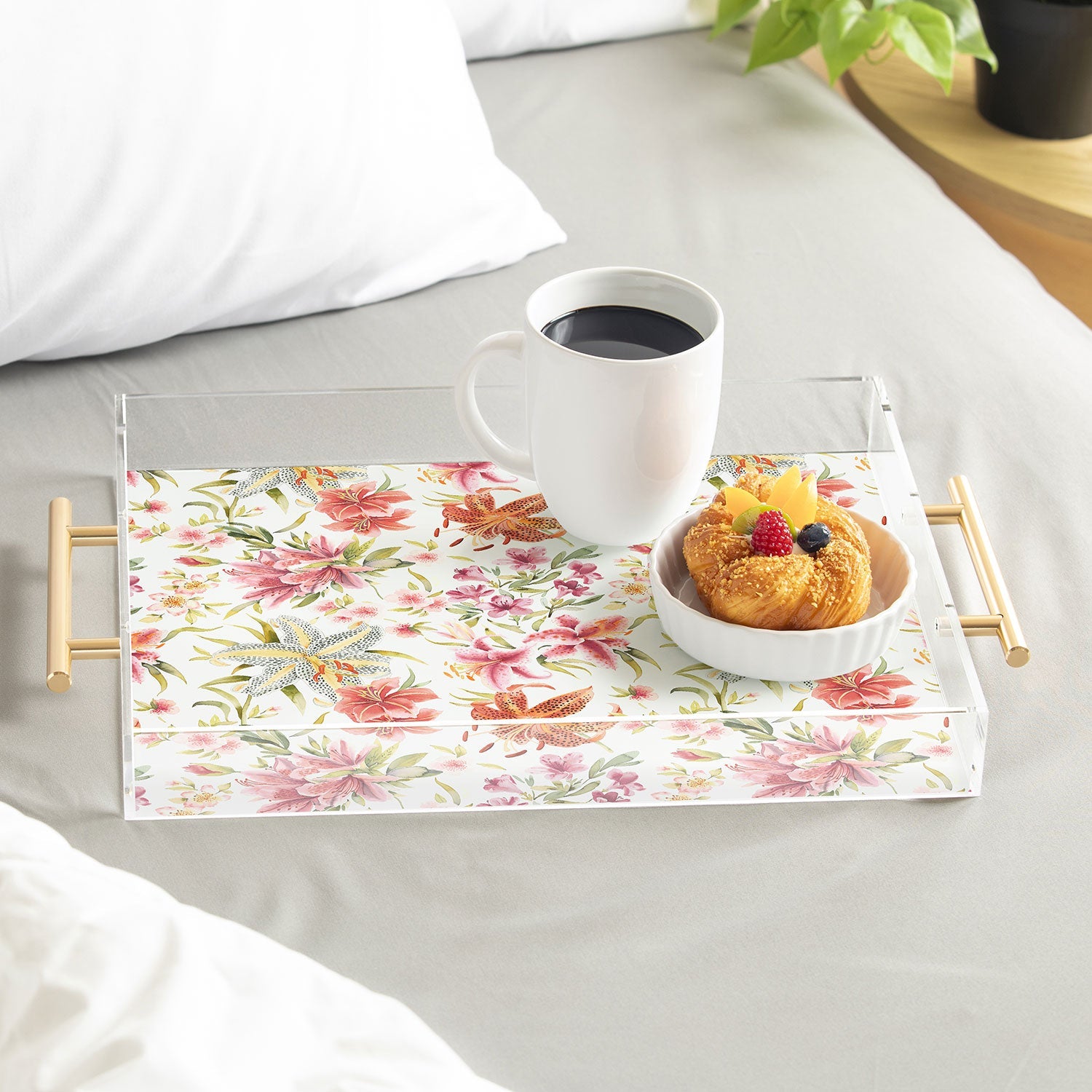 Ninola Design Botanic Retreat Lily Lush Floral Orange Green Acrylic Tray