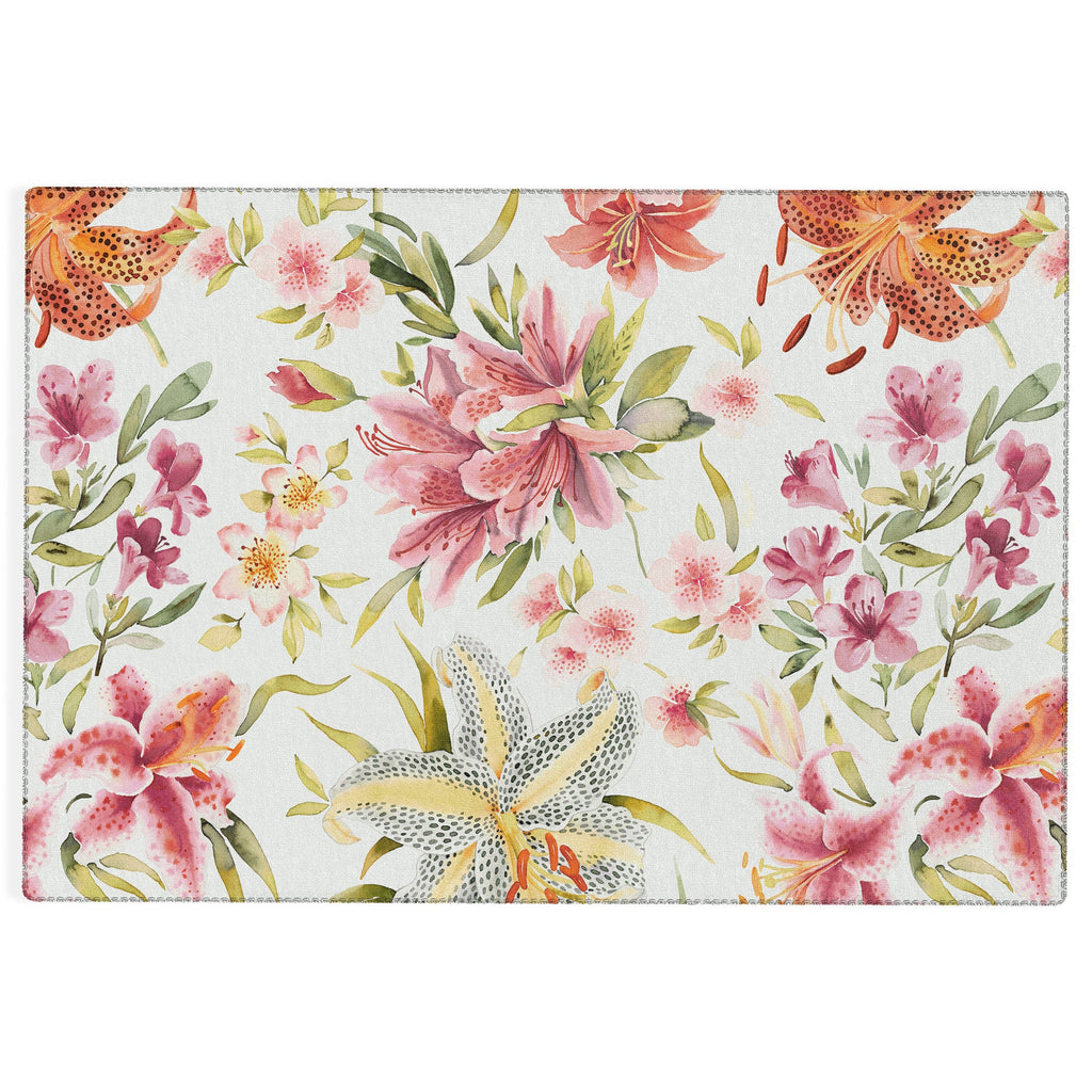 Ninola Design Botanic Retreat Lily Lush Floral Orange Green Outdoor Rug