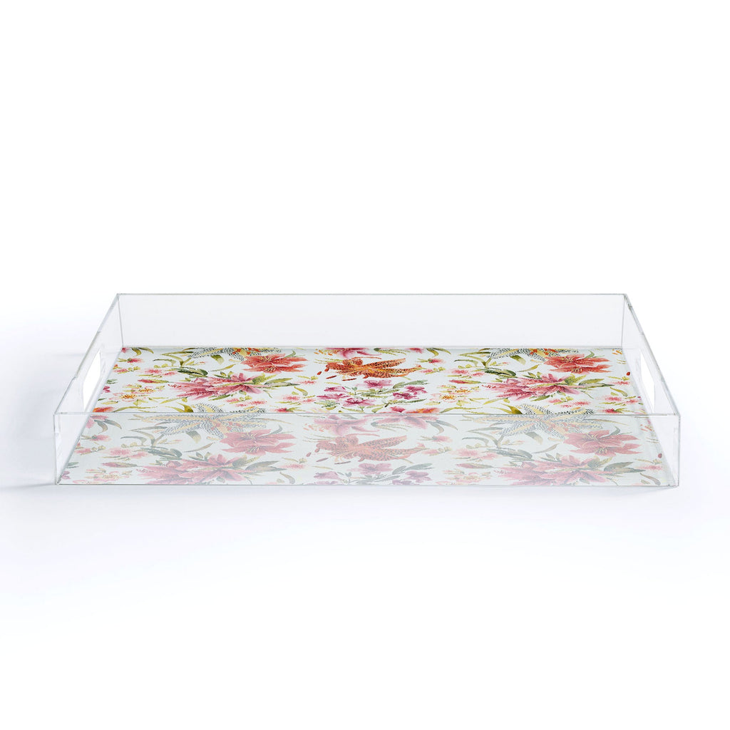 Ninola Design Botanic Retreat Lily Lush Floral Orange Green Acrylic Tray