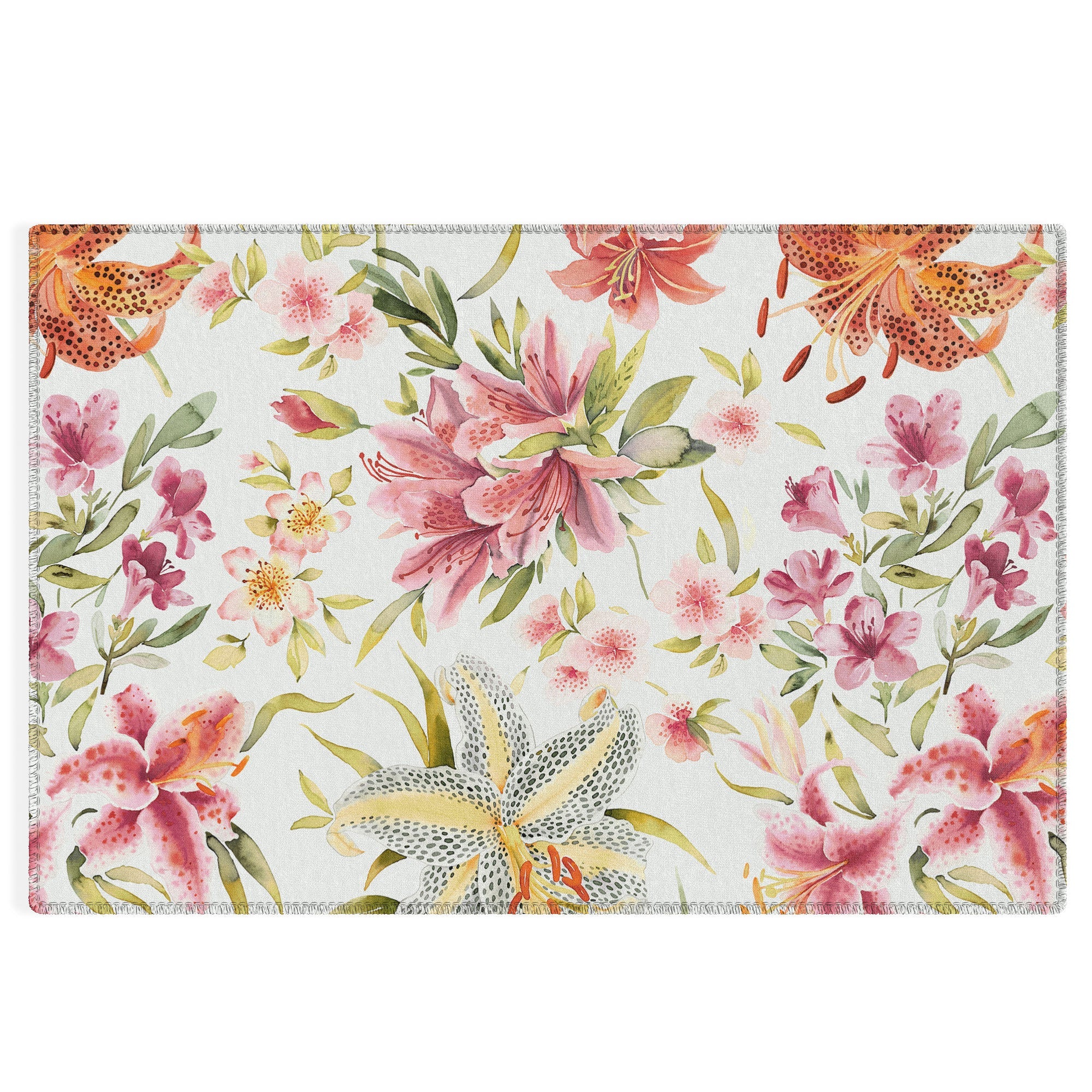 Ninola Design Botanic Retreat Lily Lush Floral Orange Green Outdoor Rug