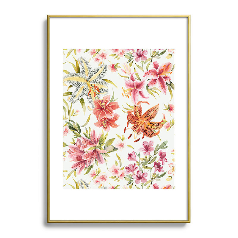 Ninola Design Botanic Retreat Lily Lush Floral Orange Green Metal Framed Art Print