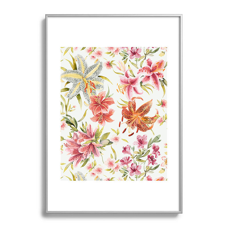 Ninola Design Botanic Retreat Lily Lush Floral Orange Green Metal Framed Art Print