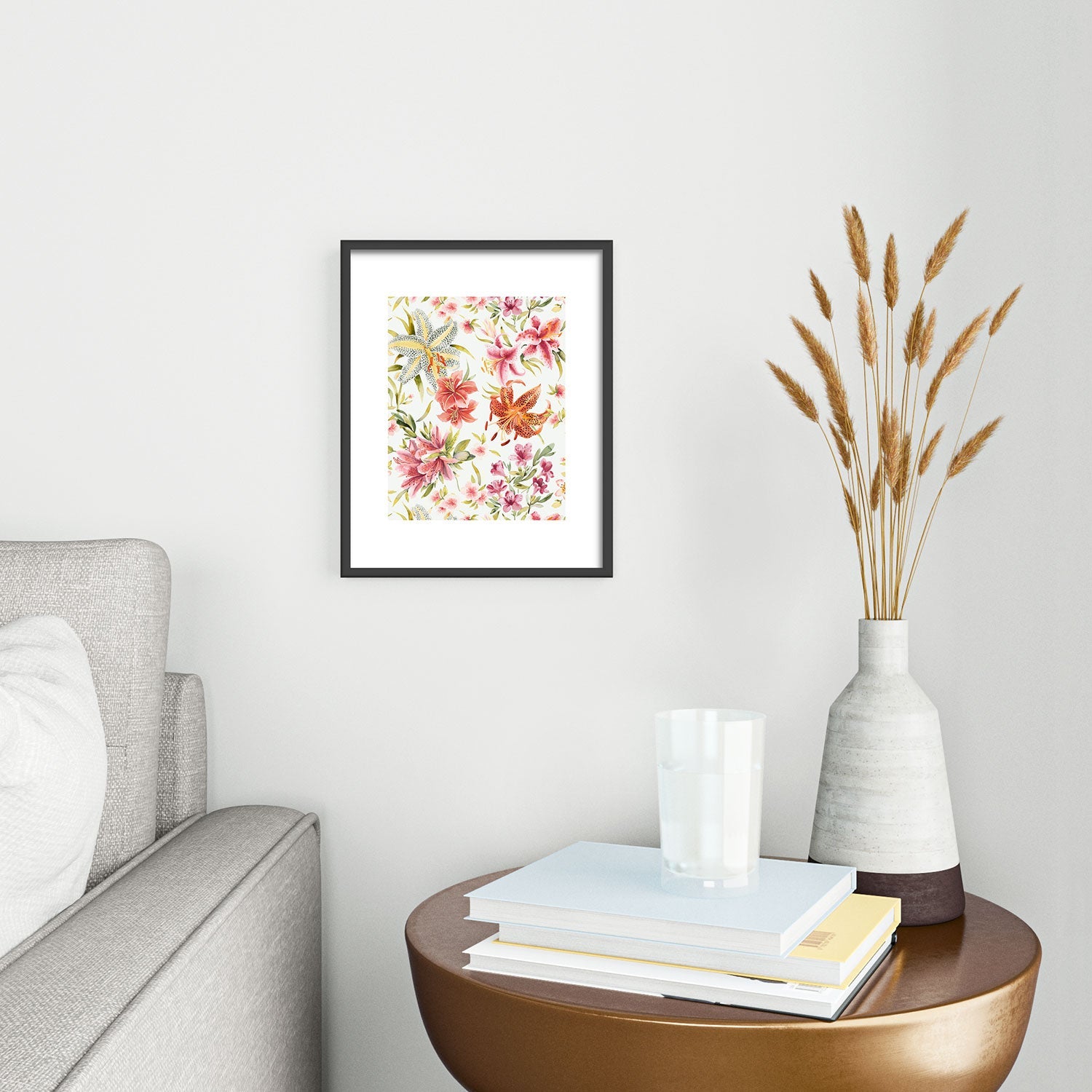 Ninola Design Botanic Retreat Lily Lush Floral Orange Green Metal Framed Art Print