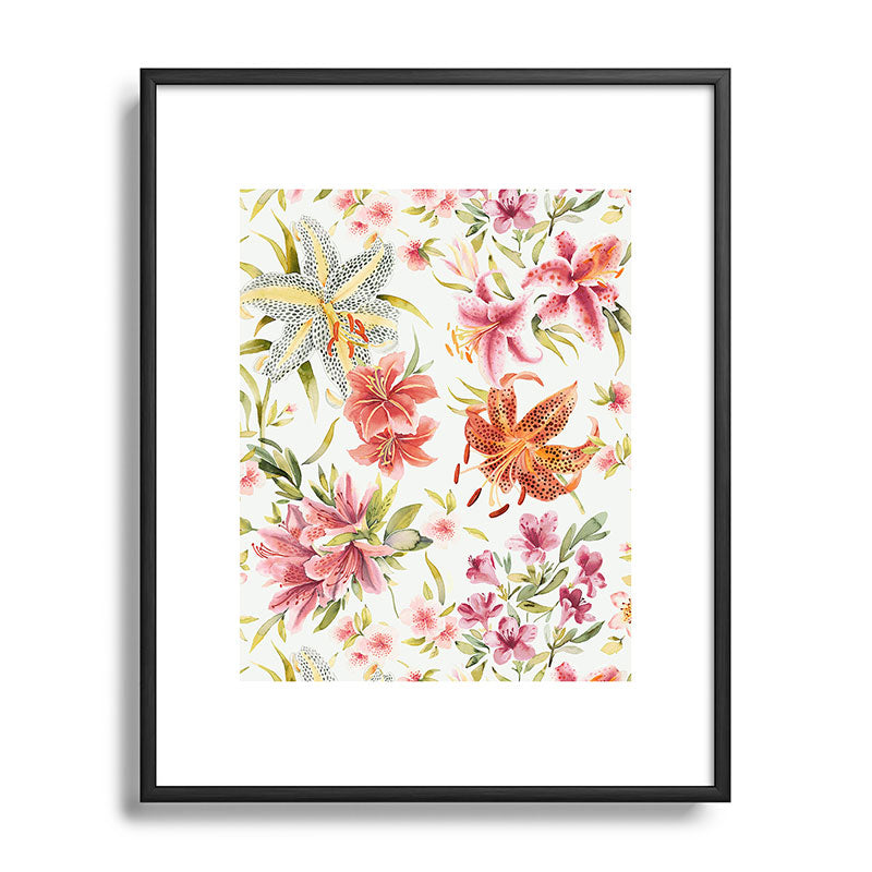 Ninola Design Botanic Retreat Lily Lush Floral Orange Green Metal Framed Art Print
