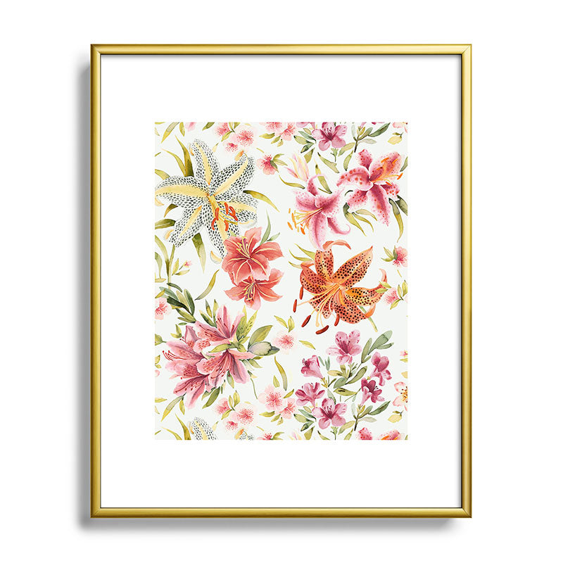 Ninola Design Botanic Retreat Lily Lush Floral Orange Green Metal Framed Art Print