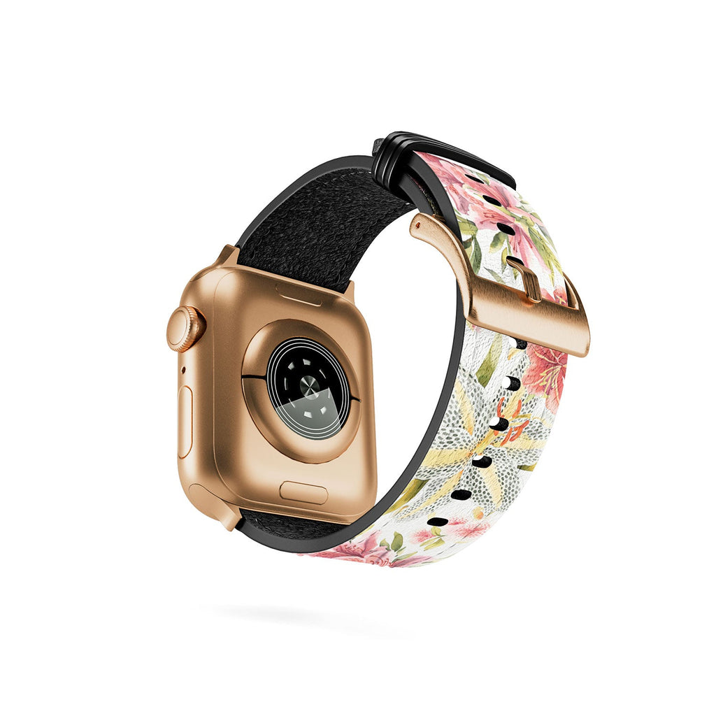 Ninola Design Botanic Retreat Lily Lush Floral Orange Green Apple Watch Band