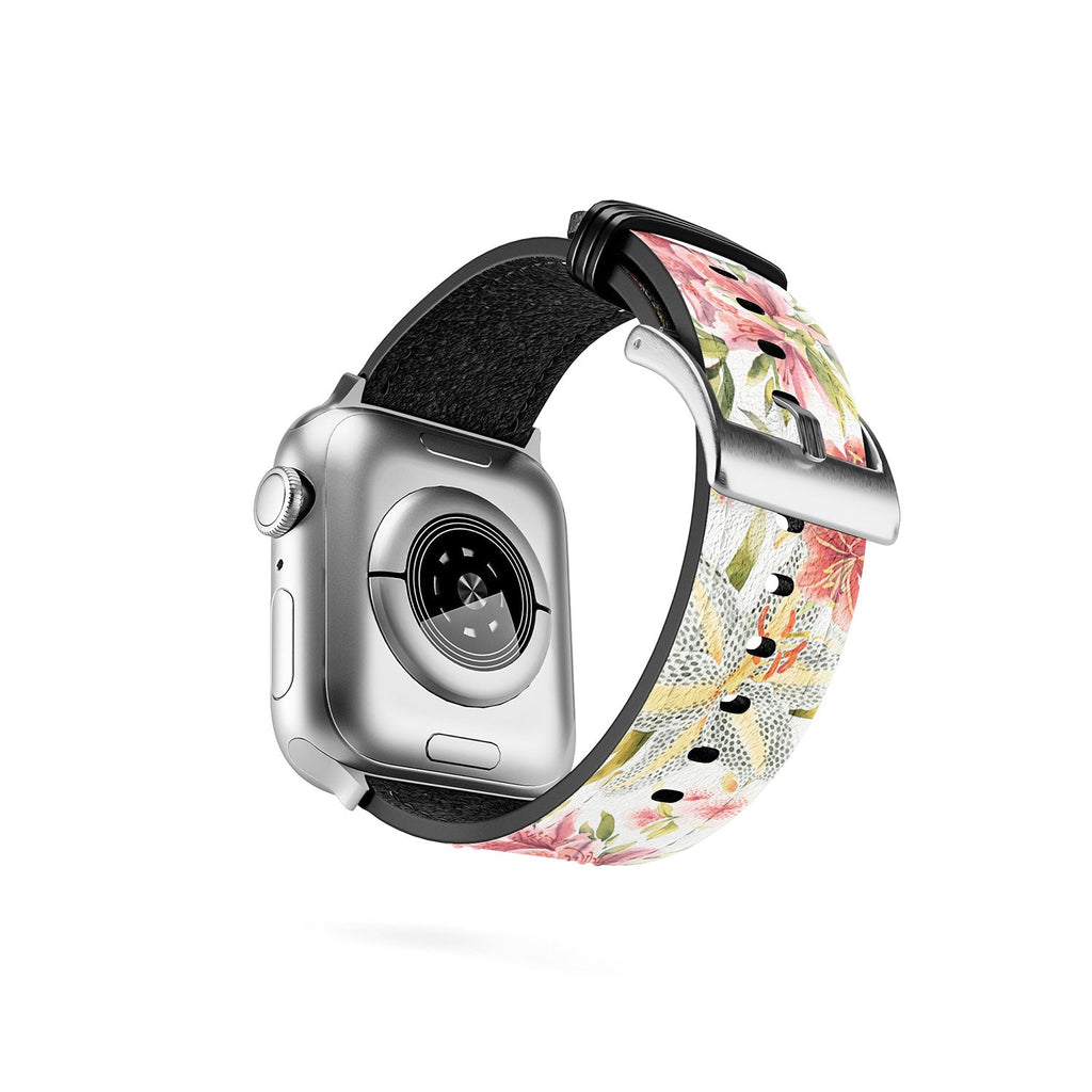 Ninola Design Botanic Retreat Lily Lush Floral Orange Green Apple Watch Band