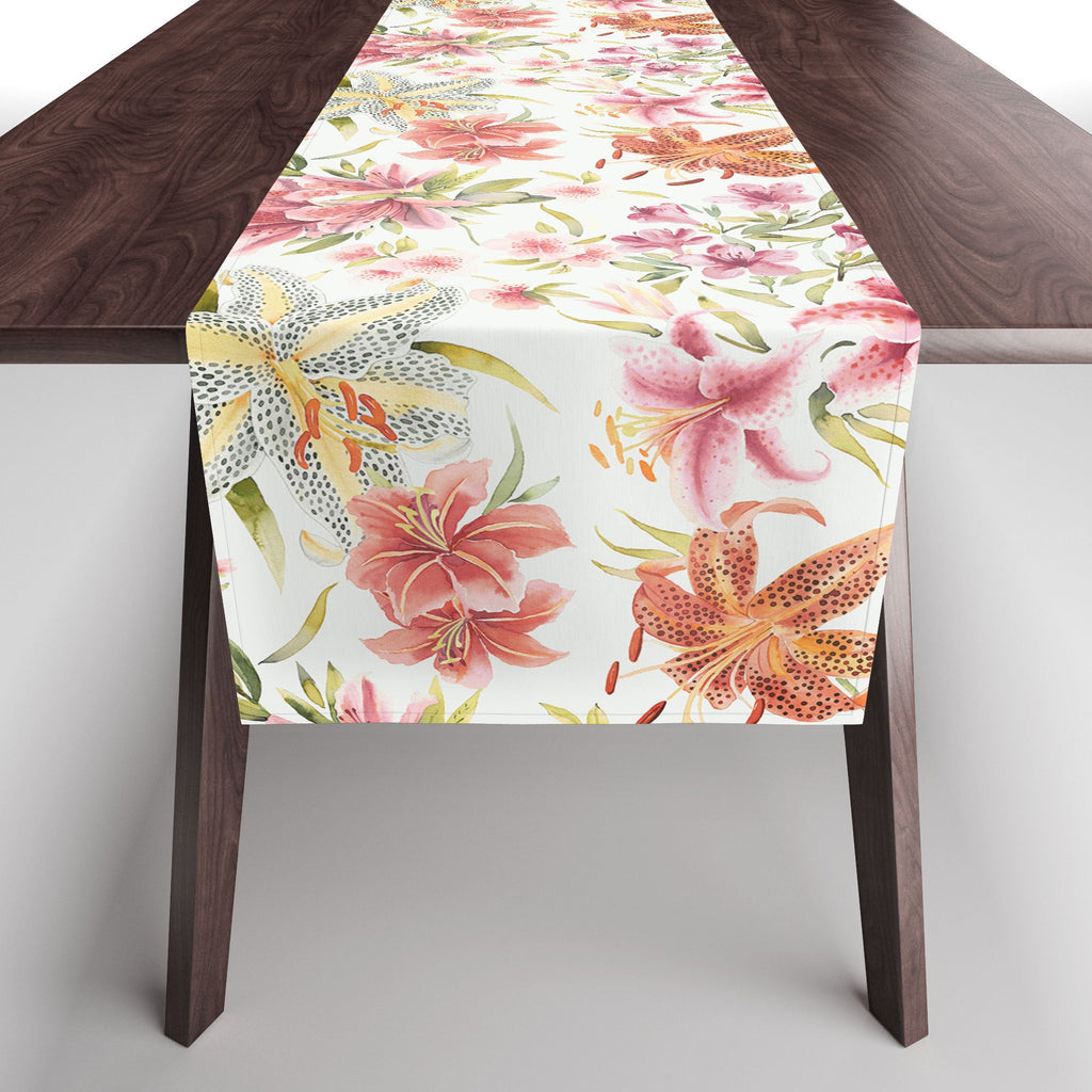 Ninola Design Botanic Retreat Lily Lush Floral Orange Green Table Runner