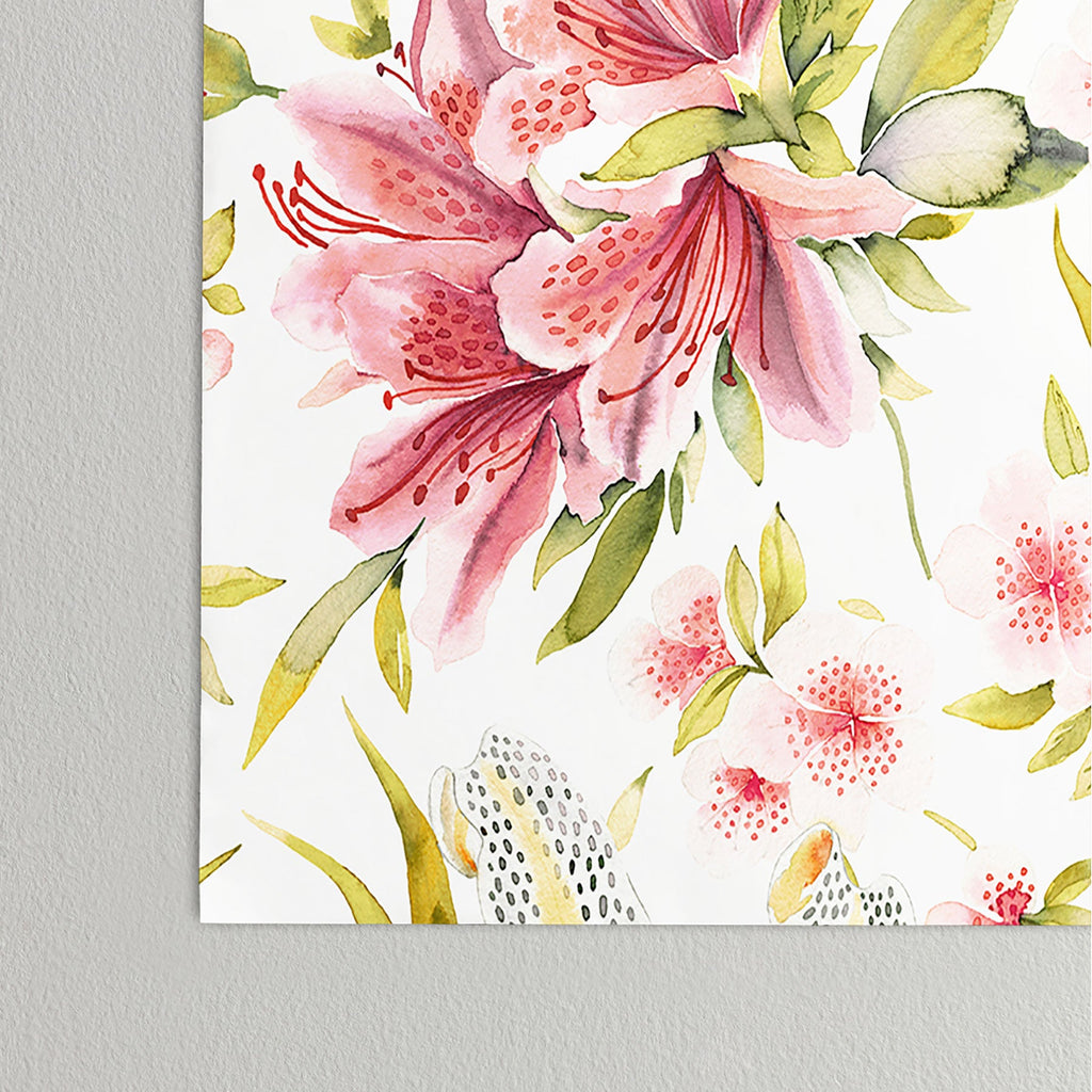 Ninola Design Botanic Retreat Lily Lush Floral Orange Green Poster