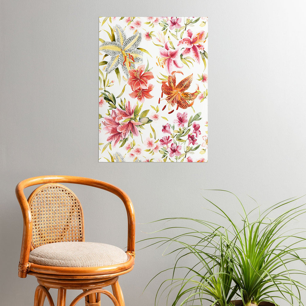 Ninola Design Botanic Retreat Lily Lush Floral Orange Green Poster