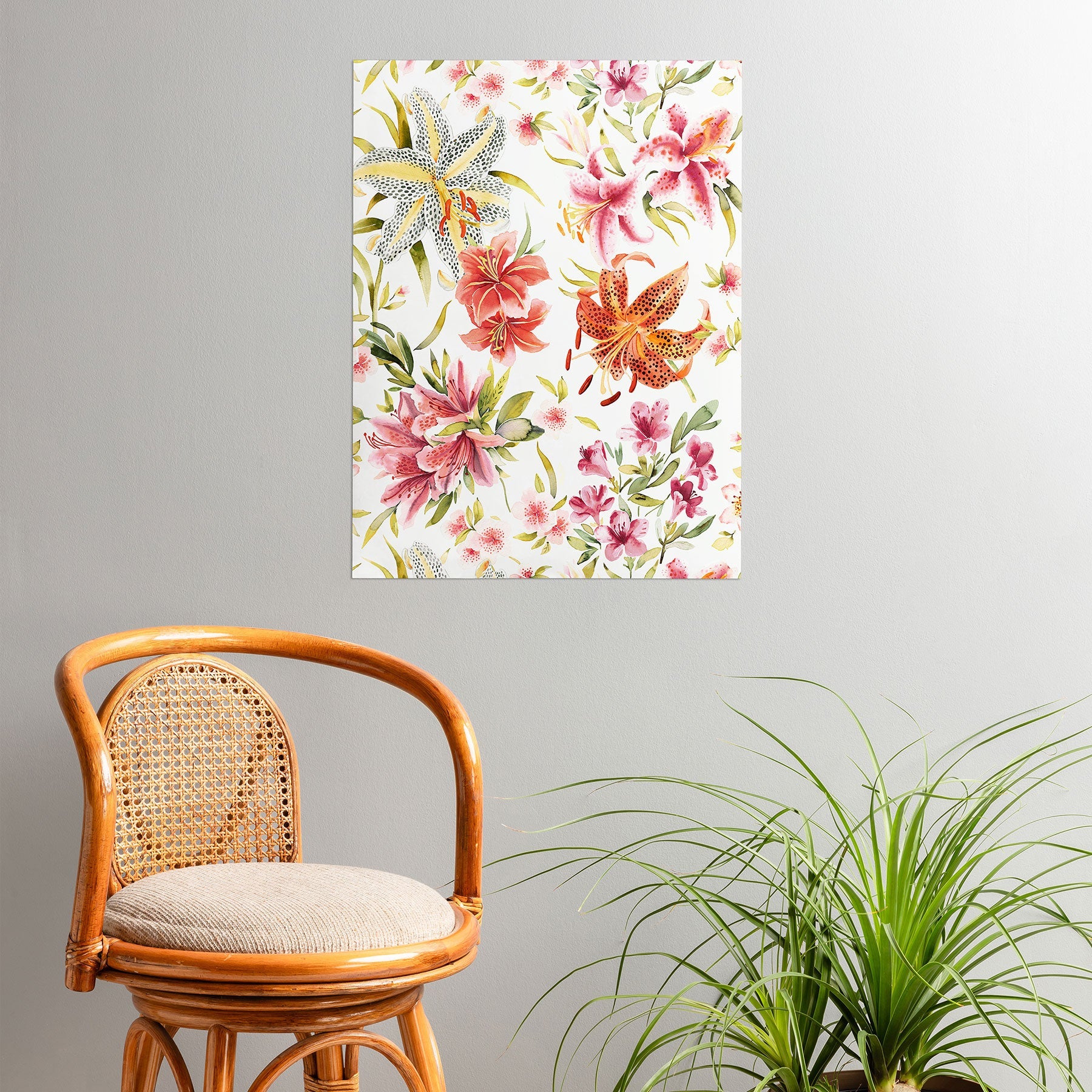 Ninola Design Botanic Retreat Lily Lush Floral Orange Green Poster