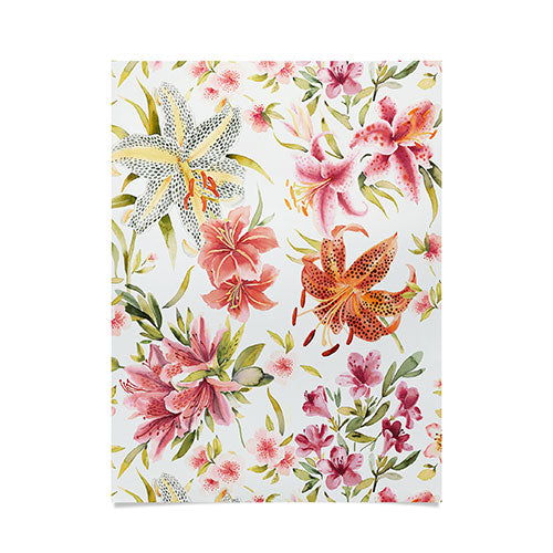 Ninola Design Botanic Retreat Lily Lush Floral Orange Green Poster