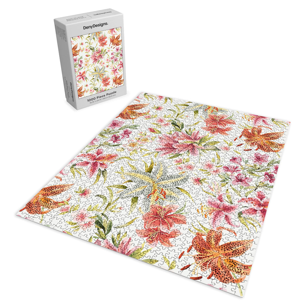 Ninola Design Botanic Retreat Lily Lush Floral Orange Green Puzzle