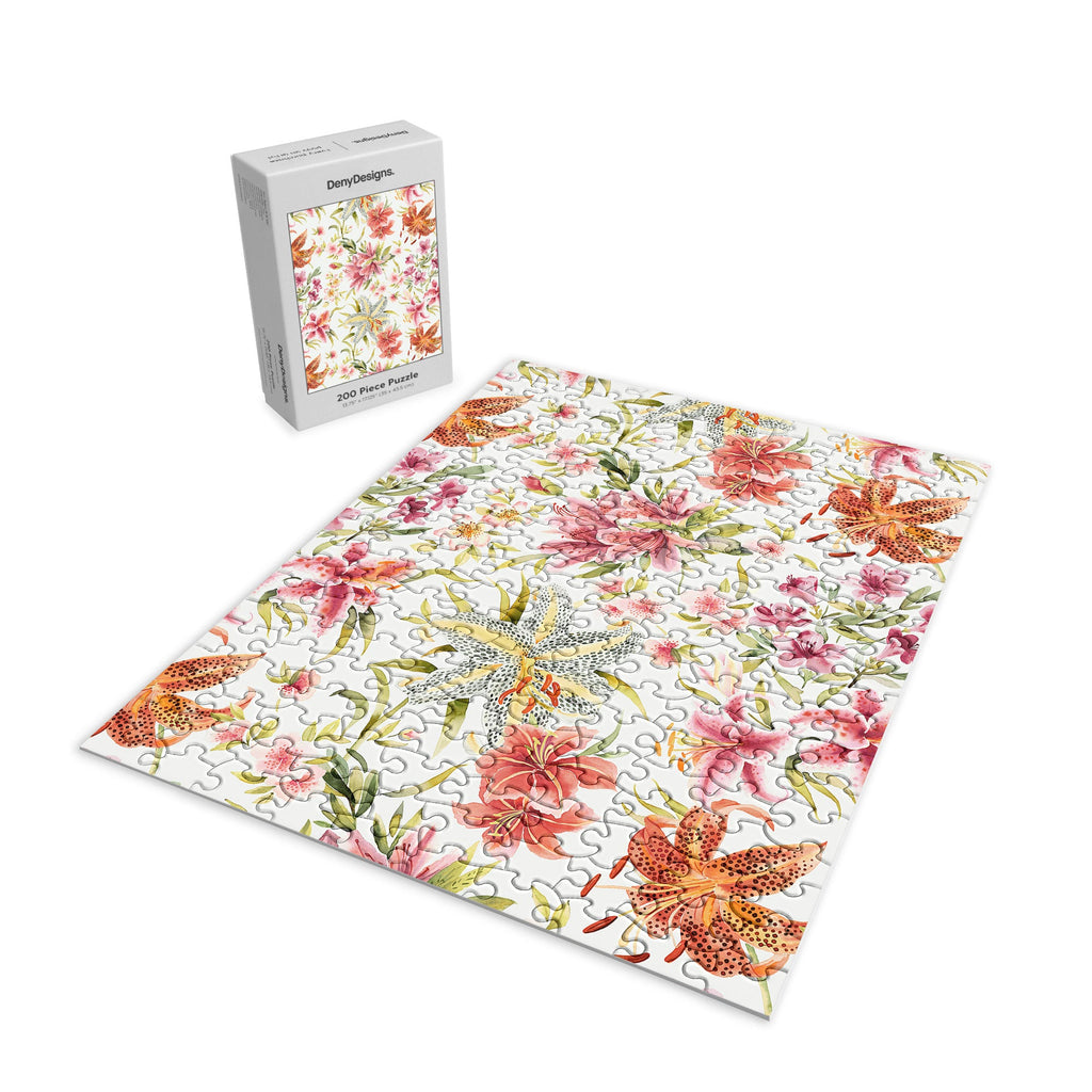 Ninola Design Botanic Retreat Lily Lush Floral Orange Green Puzzle