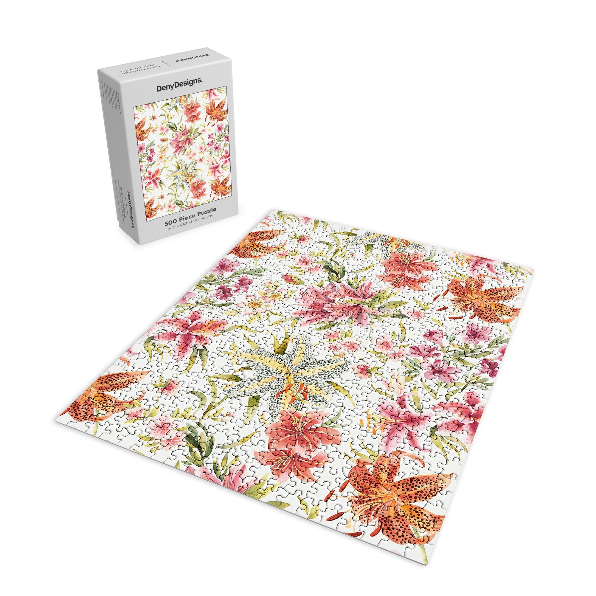 Ninola Design Botanic Retreat Lily Lush Floral Orange Green Puzzle
