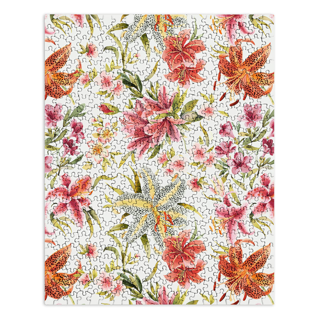 Ninola Design Botanic Retreat Lily Lush Floral Orange Green Puzzle