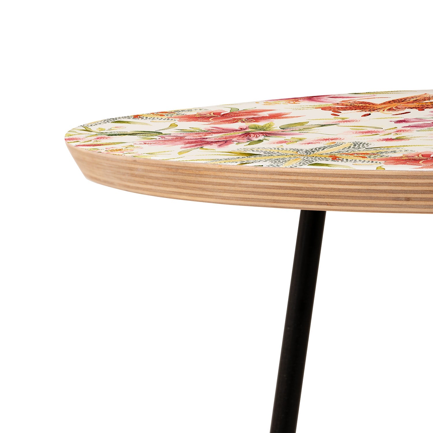 Ninola Design Botanic Retreat Lily Lush Floral Orange Green Round Side Table
