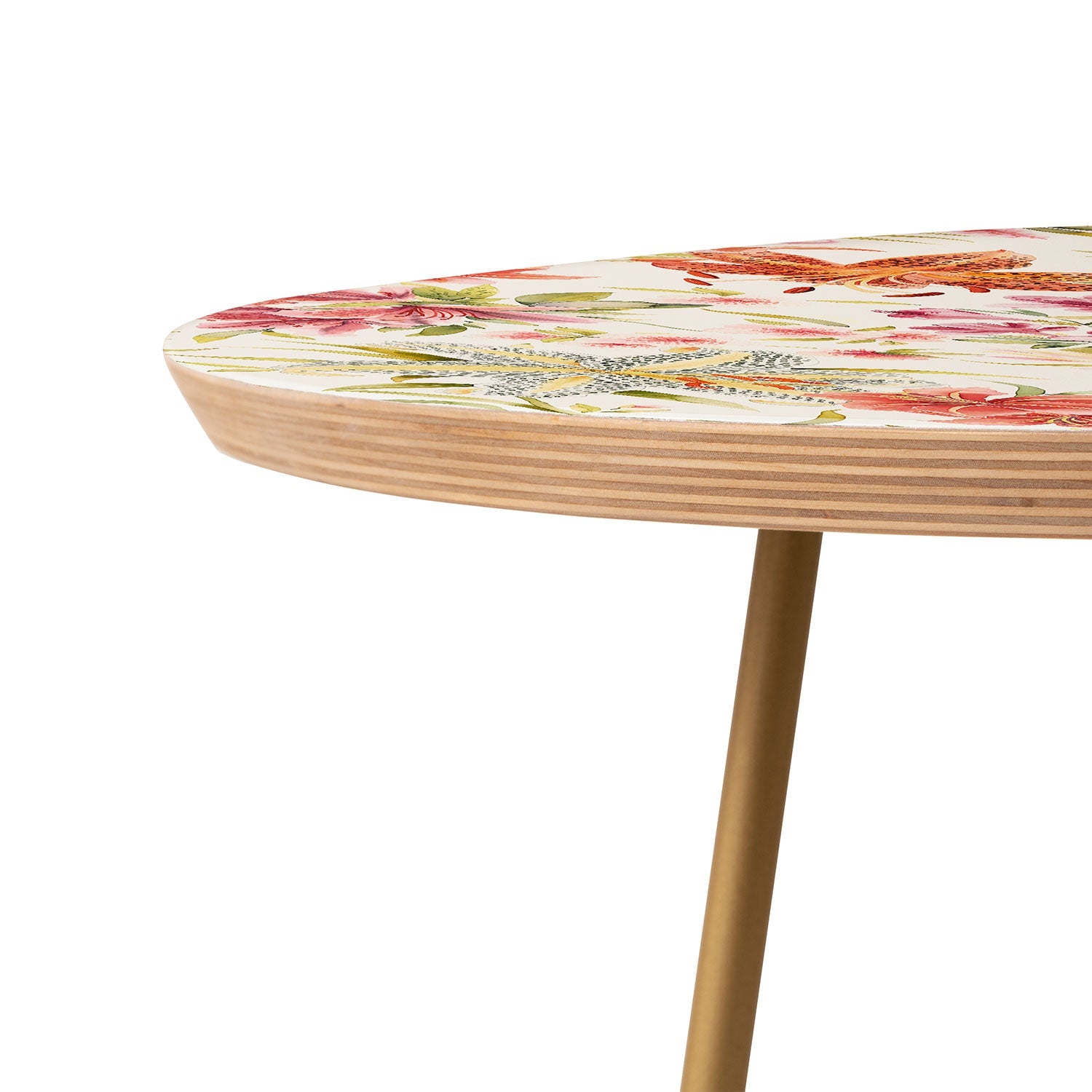 Ninola Design Botanic Retreat Lily Lush Floral Orange Green Round Side Table