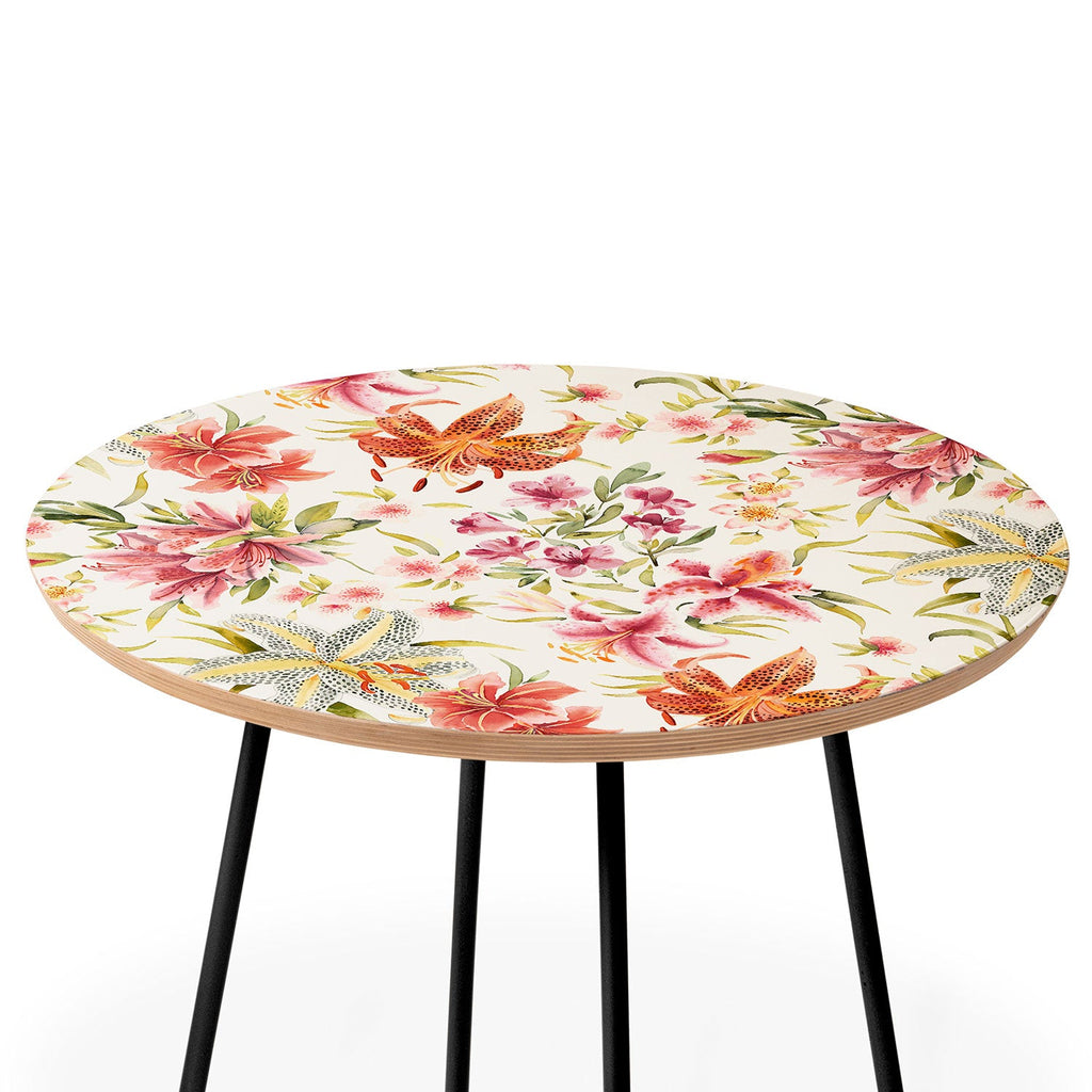 Ninola Design Botanic Retreat Lily Lush Floral Orange Green Round Side Table