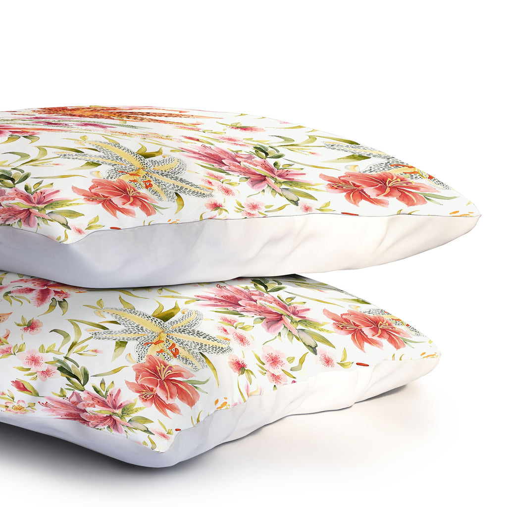 Ninola Design Botanic Retreat Lily Lush Floral Orange Green Pillow Shams