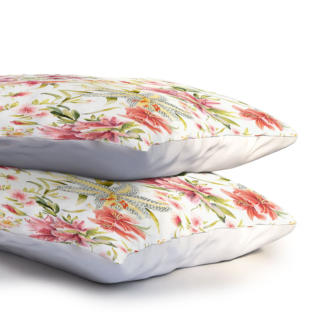 Ninola Design Botanic Retreat Lily Lush Floral Orange Green Pillow Shams