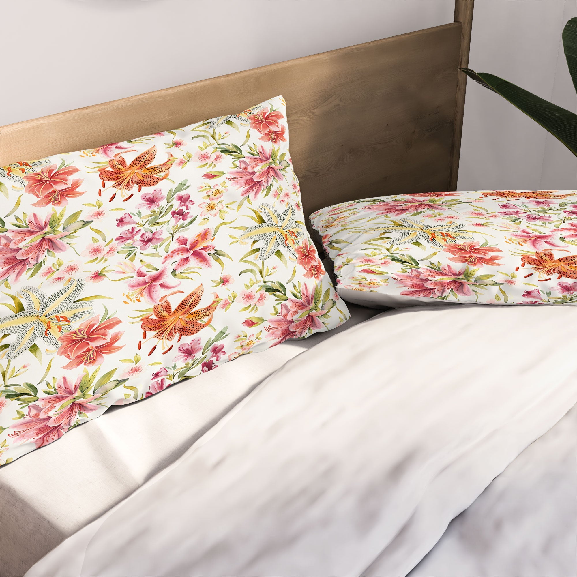 Ninola Design Botanic Retreat Lily Lush Floral Orange Green Pillow Shams