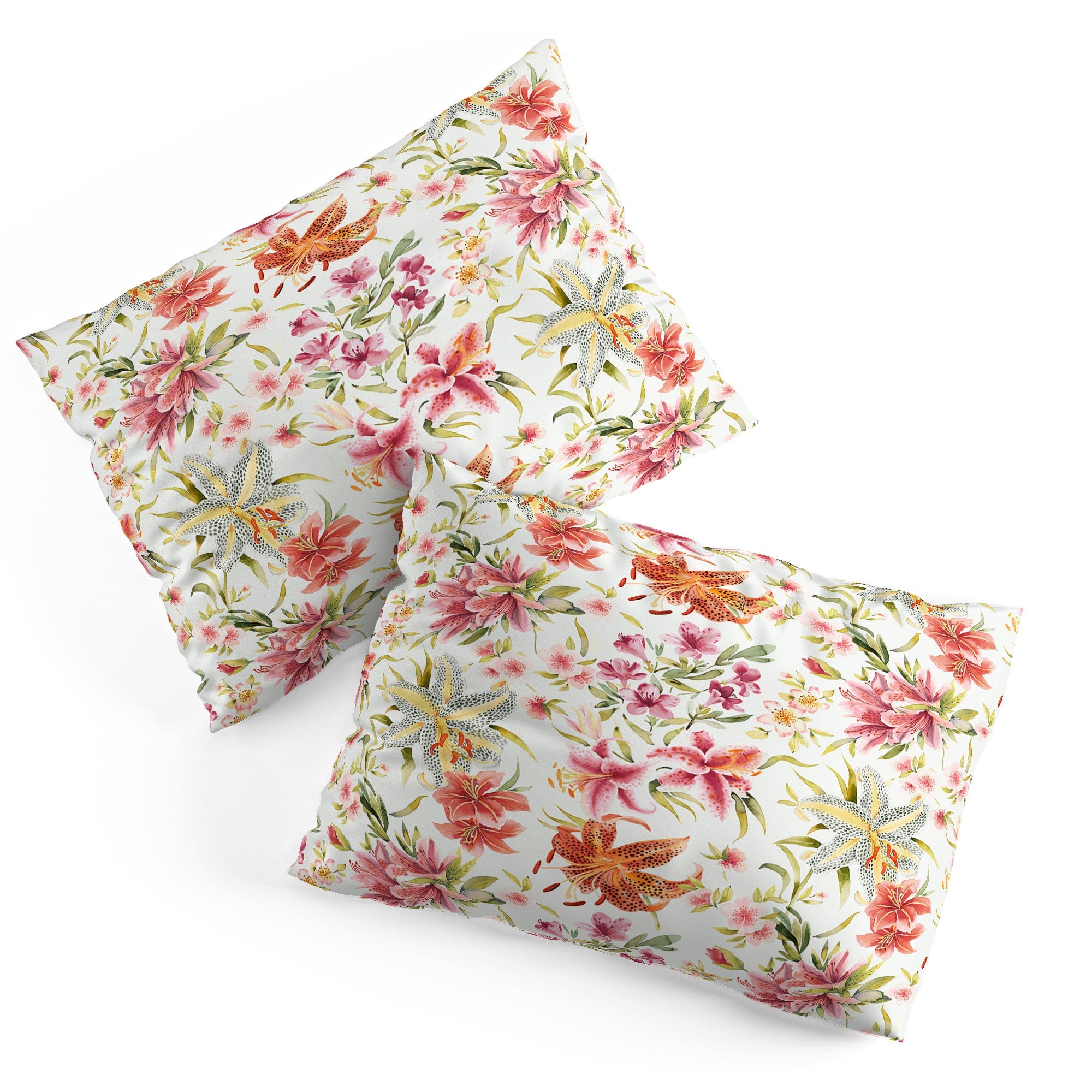 Ninola Design Botanic Retreat Lily Lush Floral Orange Green Pillow Shams