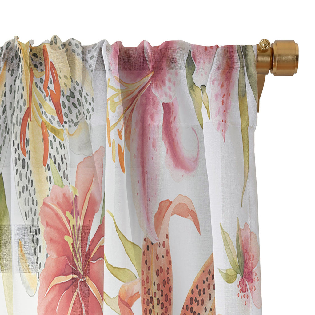 Ninola Design Botanic Retreat Lily Lush Floral Orange Green Sheer Non Repeat