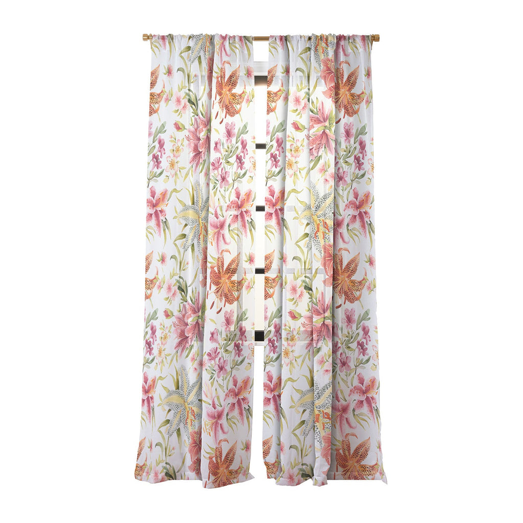 Ninola Design Botanic Retreat Lily Lush Floral Orange Green Sheer Non Repeat